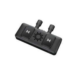 Widok pod kątem – moduł VRX z podłączonymi antenami, kompaktowa konstrukcja.