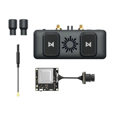 Zawartość zestawu – VRX, kamera Avatar 1S Lite, moduł VTX oraz akcesoria montażowe.