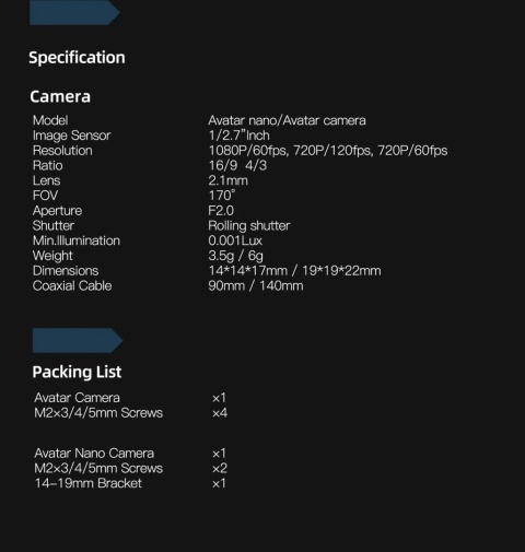 Sensor starlight zapewnia wyraźniejszy i jaśniejszy obraz w słabym oświetleniu w porównaniu do standardowych kamer FPV.