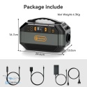 Zestaw zawiera stację Flashfish P56 oraz komplet kabli do ładowania z sieci i samochodu.