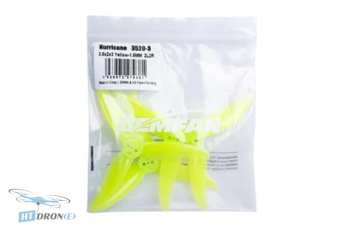 Opakowanie Gemfan Hurricane 3520-3 PC żółte śmigła FPV 1.5mm, zestaw 2CCW+2CW