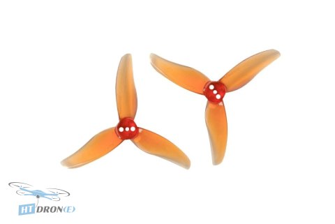 Pomarańczowe śmigła FPV FLYWOO GF 2520 PC 1.5mm z bliska