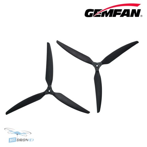 Gemfan 1407F Folding śmigło 3-łopatowe czarne z włókna szklanego nylonowego widok z boku