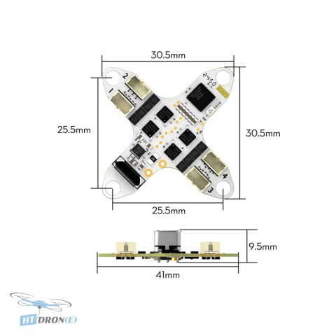 HGLRC AIO FC FLYWOO GOKU F405 HD 1S 5A ELRS V2.0 top view printed circuit board