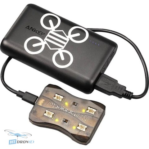 NewBeeDrone Nectar Injector Smart 1S FPV charger XT60 and USB connectors detail view