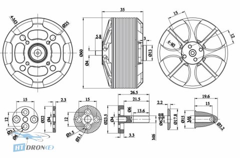 Упаковка двигуна Pilotix 5215 340KV - вміст комплекту