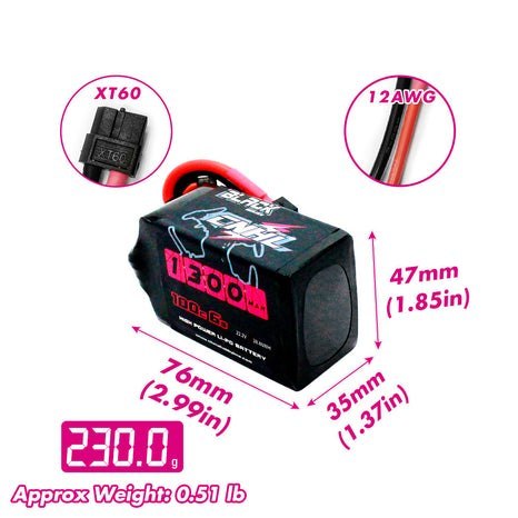 Battery CNHL LiPo 6S 22.2V 1300mAh 100C XT60 Battery CNHL LiPo 6S 22.2V 1300mAh 100C XT60