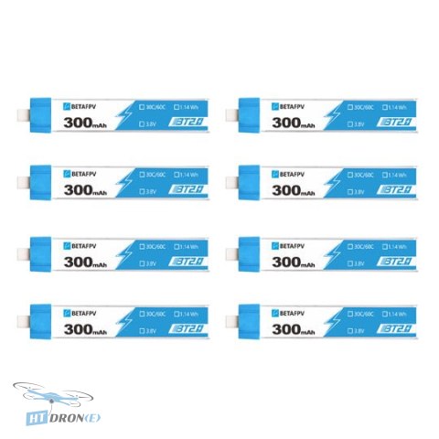 BETAFPV LiHv 1S 300mAh 30C HV BT2.0 акумулятори для FPV дронів набір 8 шт основний вигляд