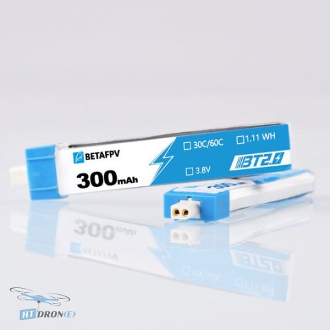 BETAFPV LiHv 1S 300mAh 30C HV BT2.0 акумулятори для FPV дронів набір 8 шт вид збоку