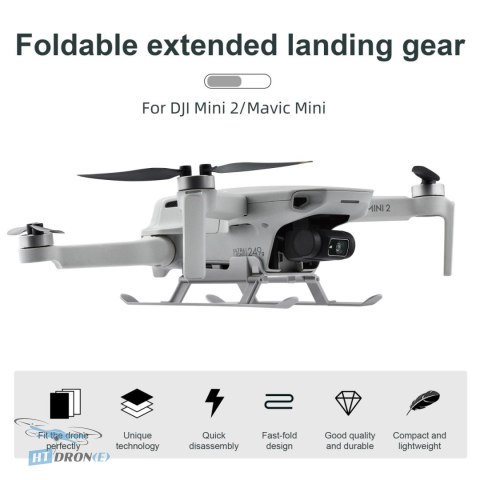 STARTRC składane podwozie do DJI Mini 2 Mavic Mini SE - porównanie rozmiaru z dronem