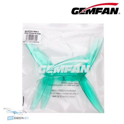 Gemfan Hurricane 7050-3 PC Durable Clear Green śmigła FPV detale mocowania, sklep online