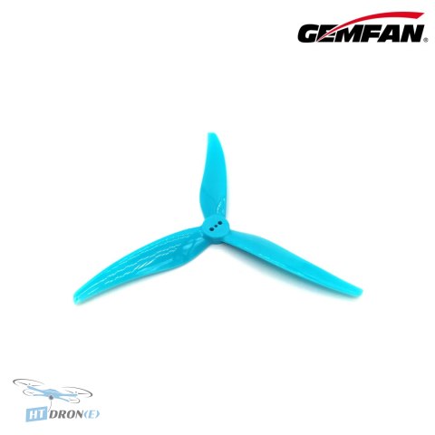 Trójwymiarowy widok śmigieł Gemfan Super Light 5125-3 Blue do drona FPV.