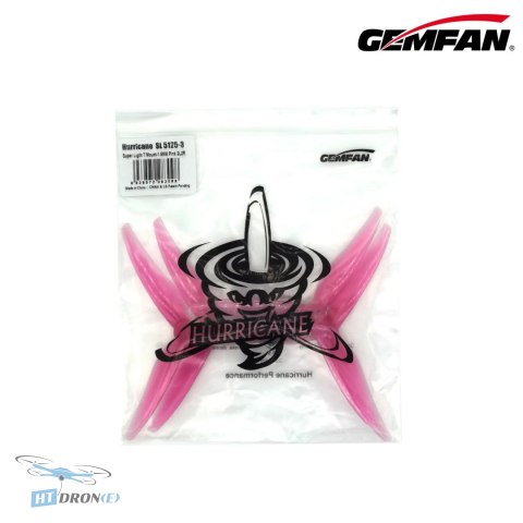 Gemfan Super Light 5125-3 Pink śmigła FPV T-mount 1.5mm widok z góry HTDRONE