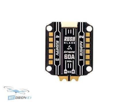 Connectors FC and ESC of RushFPV RUSH BLADE F722 30x30 V2 Extreme Edition stack and Rush Tank II VTX - rear view HTDRONE