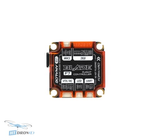 Szczegółowy widok 3/4 stosu FPV RushFPV RUSH BLADE F722 z kontrolerem lotu i ESC