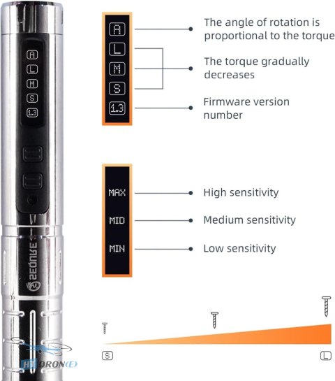 SEQURE SQ-ES126 electric screwdriver three-quarter view with accessories