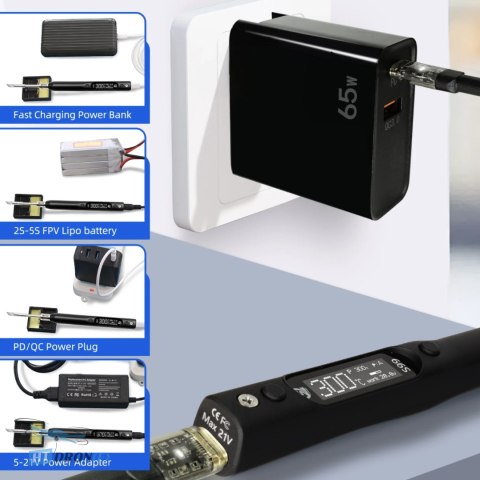 Rear of the SEQURE S99 soldering iron with power port connector detail shot