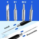 Top-down view of the SEQURE S99 soldering iron with tip showing precise construction