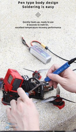 SEQURE SQ-001 blue soldering gun - 3/4 view, perfect for FPV, buy now at HTDRONE