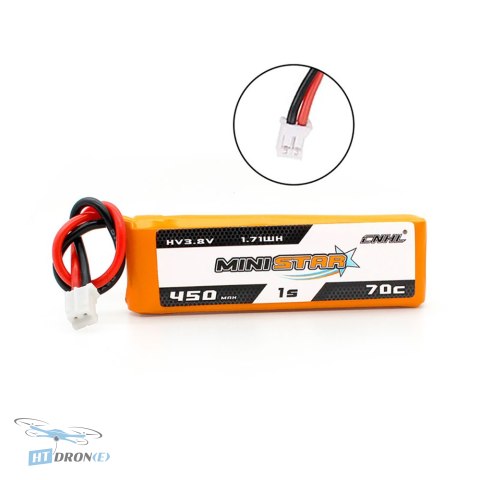 CNHL MiniStar HV Lipo 1S 3.8V 450mAh 70C PH2.0 4 sztuki - główny widok baterii