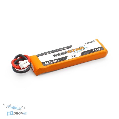 Bateria CNHL MiniStar HV 450mAh 70C PH2.0 - widok z boku, najlepszy kąt