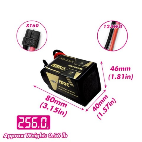 Battery CNHL Ultra Black LiPo 6S 22.2V 1550mAh 150C XT60