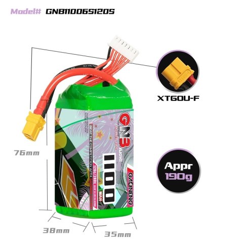 Battery GNB GAONENG LiPo 6S 22.2V 1100mAh 120C XT60