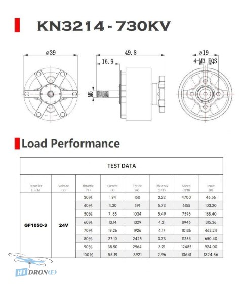 Diatone Motor KN3214 730KV widok z trzech czwartych cena w HTDRONE