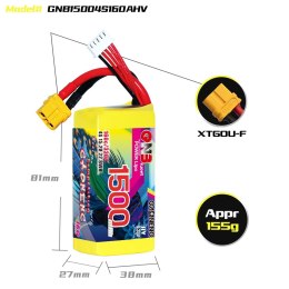 Battery GNB GAONENG 1500mah 4S1P 15.2V HV 160C XH-JST 5P XT60