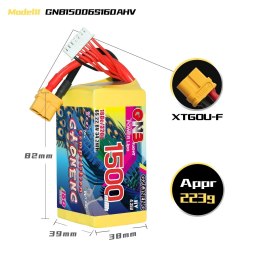 Battery GNB GAONENG 1500mah 6S1P 22.8V HV 160C XH-JST 7P XT60