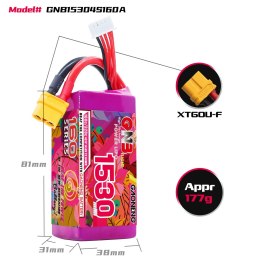 Battery GNB GAONENG 1530mah 4S1P 14.8V 160C XH-JST 5P XT60