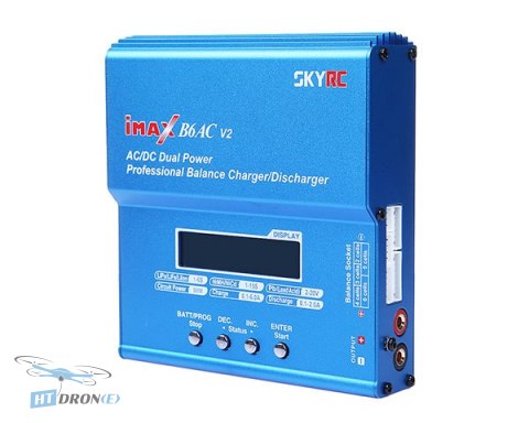 Rear view of SkyRC B6AC v2 50W charger, showing connectors and ports