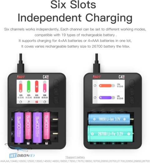 ISDT C4 EVO 36W Smart Charger rear view with ports HTDRONE