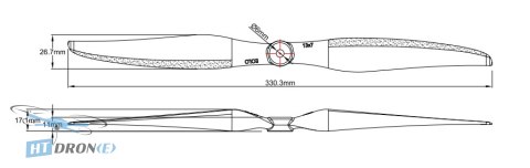 Вид зверху EOLO Propeller Sunnysky EOLO 13x7 CW - деталь лопаті